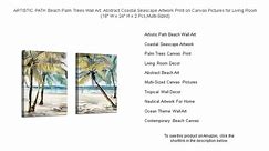 ARTISTIC PATH Beach Palm Trees Wall Art: Abstract Coastal Seascape Artwork Print on Canvas Pictures for Living Room (18" W x 24"