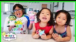 Ryan Emma and Kate Opens Ryan's World Giant Squishy Toys!!!! - Videos For Kids