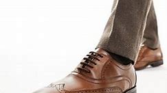 ASOS DESIGN lace up brogue shoe in tan leather | ASOS