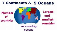 7 Continents names | 5 Oceans names | Largest and smallest Countries in each Continent - Kids Entry
