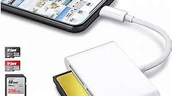DenicMic SD CF Card Reader for iPhone iPad, SD CF Card Reader Compact Flash Reader Camera Memory Card Reader with Charging Port Camera Accessories Compatible to SD, SDHC, SDXC, TF Cards