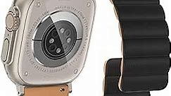 AMAZINGthing Silicone Magnetic Watch Band Compatible with Apple Watch Band 49mm 45mm 44mm 42mm 41mm 40mm 38mm Ultra Series 9 8 7 6 5 4 3 2 1, Waterproof Smartwatch Strap for Women Men (Black Tan)