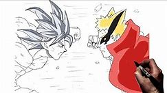 How To Draw Goku UI vs Baryon Naruto | Step By Step | Naruto Ball