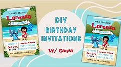 DIY Lilo and Stitch Birthday Invitations Using Canva