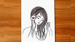 how to draw a girl with headphones | girl with headphones drawing | pencil sketching | step by step