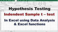 Independent Sample t-test using Excel | Hypothesis Testing