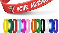Personalized Silicone Wristbands Bulk with Text Message Custom Rubber Bracelets Customized Rubber Band Bracelets for Events, Motivation,Fundraisers, Awareness,Red