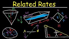 Related Rates - Conical Tank, Ladder Angle & Shadow Problem, Circle & Sphere - Calculus