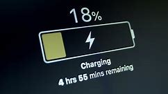 Charging Indicating Progress Percents of Electric Car Battery On Dashboard Panel