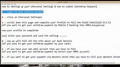 E2Click.com Profile and Withdraw settings