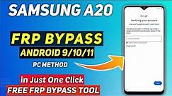 Samsung A20 SM-A205F/DS FRP Bypass With Free Tool | Samsung Android 10,11 FRP Bypass Tool Free 100%