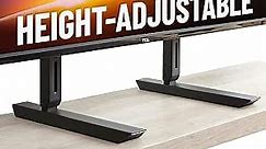 ECHOGEAR Universal Large Stand - Height Adjustable Base for TVs Up to 77" - Wobble-Free Replacement Stand Works w/Any TV Including Vizio, TCL, Samsung & More - Flat Design Compatible w/Soundbars