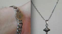 Heart Lock Bracelet & Key Necklace Set ❤️