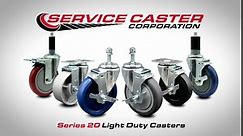 Stainless Steel Soft Rubber Swivel Bolt Hole Caster Set of 4 w/3" x 1.25" Black Wheels - Includes 4 Swivel - 700 lbs Total Capacity - Service Caster Brand