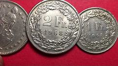 Switzerland 1 & 2 Franc Coins 1968