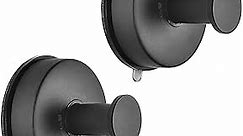 JOMOLA 2PCS Stainless Steel Suction Cup Hook Bathroom Towel Holder Utility Shower Hooks Hanger for Towel Storage Kitchen Utensil Vacuum Suction Cup Hooks, Matte Black