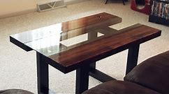 Glass & Wood Coffee Table with Faux Metal Legs