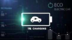 Battery Charging, Electric Car Concept, Hologram, Motion Graphic.