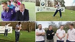 England rugby players tackle a golf trick shot challenge