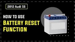 How to Use Battery Reset Function on SDS | 2012 Audi S5