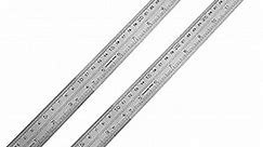 YYJ HOME Metal Ruler, 12 inch Ruler and Metal Rule 30 Centimeters and inch Ruler Steel Rulers Drawing Ruler, Measuring Ruler 12 inch 2 Pieces Silver
