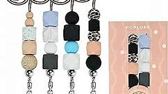 POPLOPP 4PCS Teacher Lanyards for ID Badges and Keys, Cute Silicone Beaded Lanyard for Women Nurse Employees Students