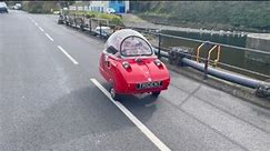 Trident Micro Car Driving around Peel on the Isle Of Man. The car is now on Display at The Manx Transport Heritage Museum along side the Peel P50. #Trident #PeelP50 | Manx Transport Heritage Museum
