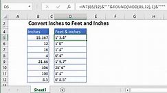 Convert Inches to Feet and Inches in Excel & Google Sheets - Automate Excel