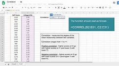 Calculate a Correlation in Google Sheets; Pearson's r; How to calculate r