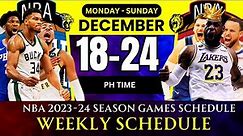 NBA Games Schedule This Week: December 18-24, 2023
