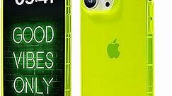 NYCPrimeTech Flourescent Yellow Case for iPhone 15 Pro Max w/Bumper Edge/Slim & Soft Transparent Phone Case Designed for iPhone 15 Pro Max 6.7 Inch/Flexible & Stylish Protective Cover (Neon Green)