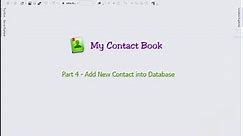MyContactBook : Part 4 - Add New Contact into Database