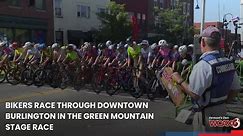Bikers race through downtown Burlington in the Green Mountain Stage Race