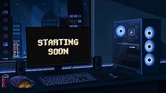 Animated Futuristic Pixel Art Cyberpunk City Overlay Background for Twitch, YouTube, KICK stream - Starting Soon [BLUE LIGHTS]