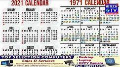 2021 similar to calendars of 1971 and 12 others
