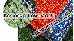 Make the EASIEST pillow case with some FUN fabric | sew with kids | simple sewing