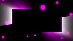 spinning pink neon shapes glowing in black background around frame with flying small balls in screen border