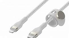 Belkin BoostCharge Pro Flex Braided USB Type C to Lightning Cable (3M/10ft), MFi Certified 20W Fast Charging PD Power Delivery for iPhone 14, 13, 12, 11, Pro, Max, Mini, SE, iPad - White