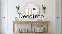 Decointo 24'' Round Mirror Wooden Circle Mirrors, Beads Farmhouse Mirrors for Wall Decor, Distressed Decorative Mirror Rustic Hanging Mirror for Bedroom, Bathroom, Living Room or Entryway