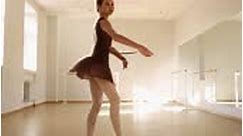Spinning. Beautiful teen girl, ballet dancer training, dancing on...