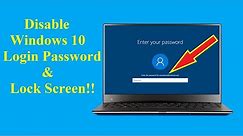 How to Disable Windows 10 Lock Screen Password! - Howtosolveit