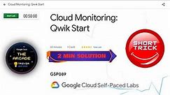 Cloud Monitoring: Qwik Start || #GSP089 | #studyjam #shorttrick