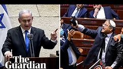 Israeli elections: Raucous scenes in Knesset as Benjamin Netanyahu ousted from office – video