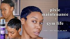 How I maintain my Pixie cut | Back in the gym| Dry molding my Pixie | Pixieish molding mousse
