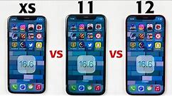 iPhone XS vs iPhone 11 vs iPhone 12 iOS 16.6 SPEED TEST - Speed Test in 2023