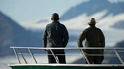 Barack Obama hikes to Alaskan glacier, buys huge batch of cinnamon rolls – video
