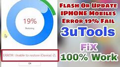 All Iphone error unable to restore idevice(-2) 3uTools Fixed 100% Flash Done