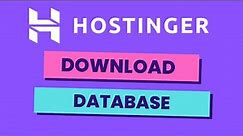 How to Download Database from Phpmyadmin Hostinger