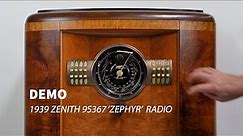 Demo of 1939 9S367 Zenith 'Zephyr' Radio + Bluetooth Retrofit