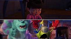 Monsters Inc Boo Crying and Mike and Sulley Screaming